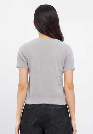 Short Sleeve Hairy Yarn Top