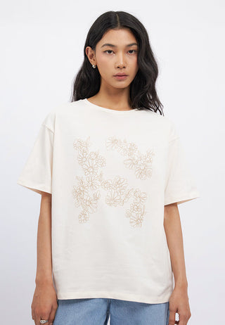 Oversized Floral Embroidery T-Shirt