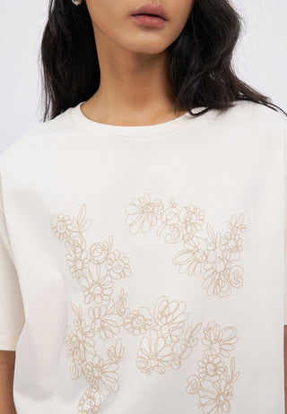 Oversized Floral Embroidery T-Shirt