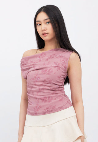 Off Shoulder Floral Drape Top