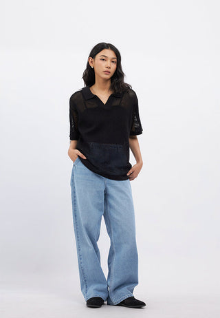 Oversized Openwork Knit Top