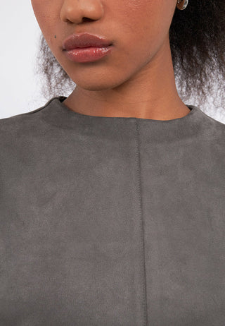 Short Sleeve Suede Boxy Top