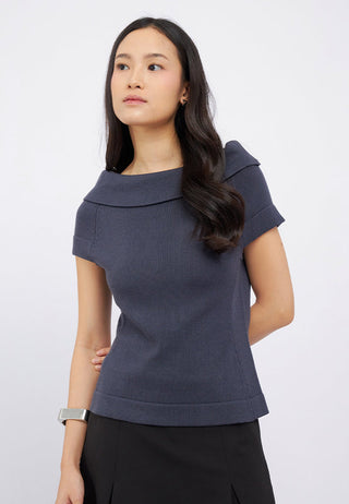Short Sleeve Boat Neck Top