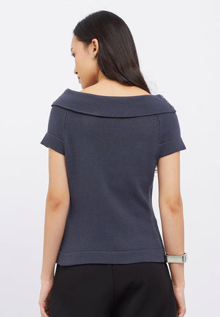 Short Sleeve Boat Neck Top