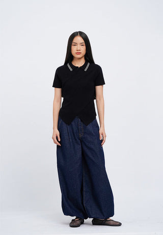 Asymmetric Zip Up Knit Top