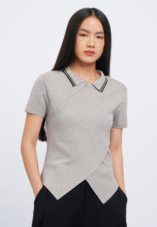 Asymmetric Zip Up Knit Top