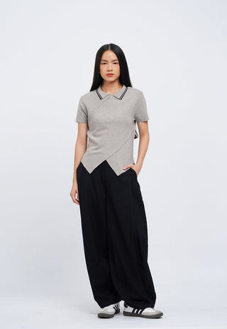 Asymmetric Zip Up Knit Top