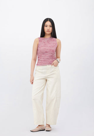 Sleeveless Floral Drape Top