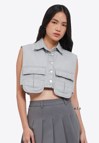 Crop Vest with Overlap Pocket