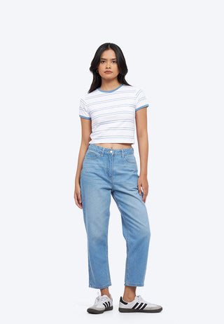 Short Sleeve Stripes Crop T-Shirt