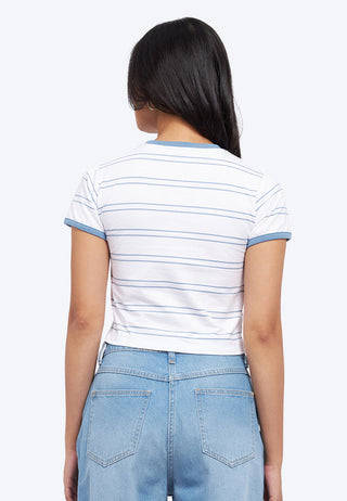 Short Sleeve Stripes Crop T-Shirt