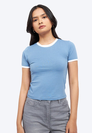Contrast Fitted Crop T-Shirt