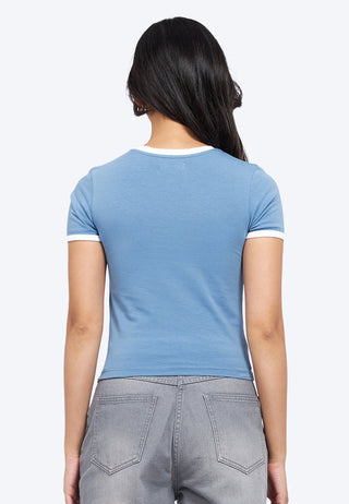 Contrast Fitted Crop T-Shirt