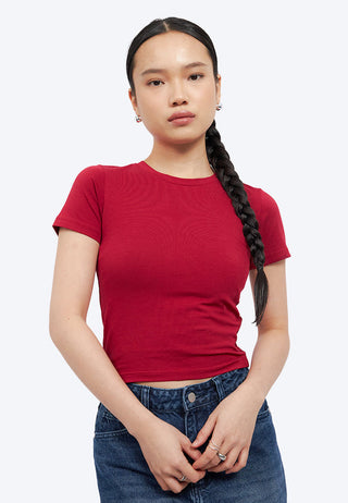 Short Sleeve Fitted Crop T-Shirt
