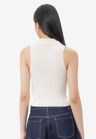 Sleeveless Cropped Polo Top