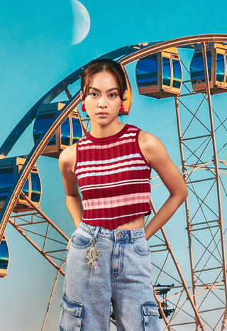 Striped Sleeveless Crop Top