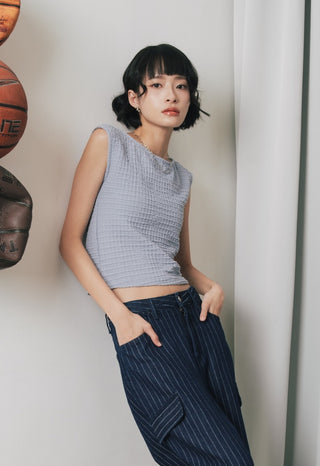 Open Back Textured Knit Top