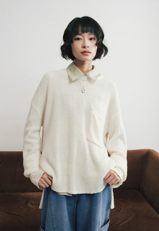 Oversized Sweater with Pocket Details