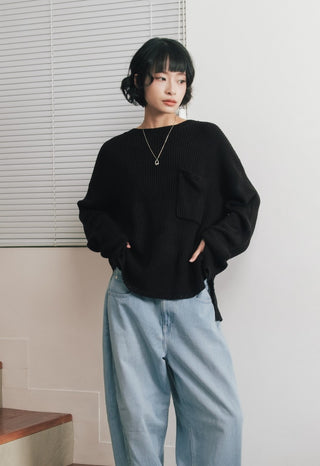 Oversized Sweater with Pocket Details