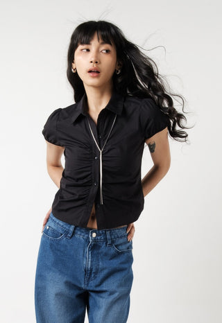 Ruched Short Sleeve Blouse