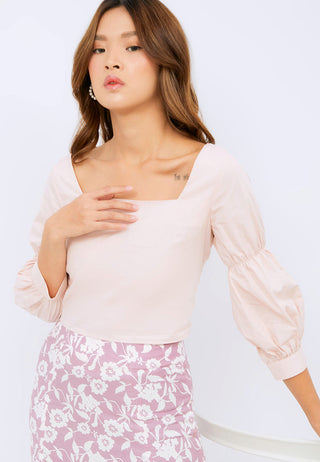 Balloon Sleeve Crop Top