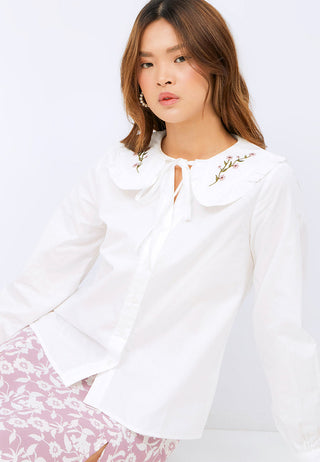 Babydoll Collar Blouse with Embroidery