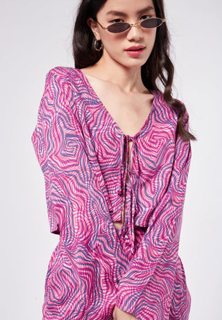 Printed Blouse with Double Tie Details