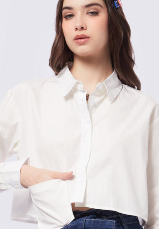 Crop Long Sleeve Shirt with Pocket