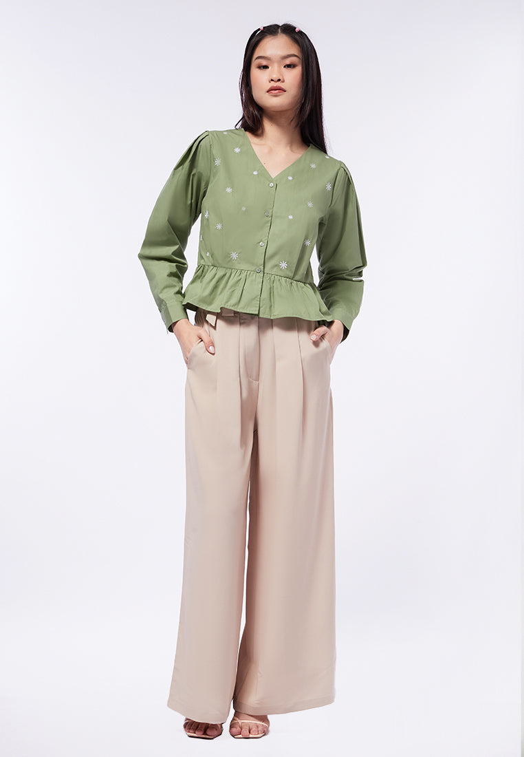 Long Sleeve Peplum Blouse