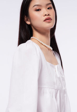 Tie Front Peplum Long Sleeve Blouse