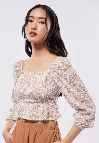 Square Neck Printed Blouse
