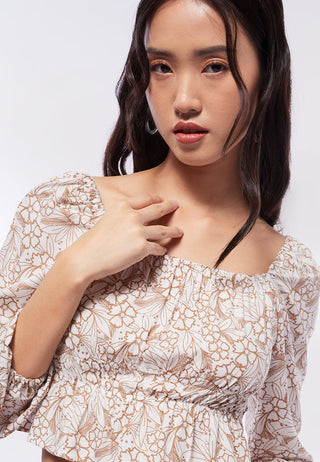 Square Neck Printed Blouse