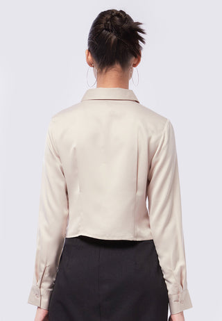 Darted Long Sleeve Sateen Shirt