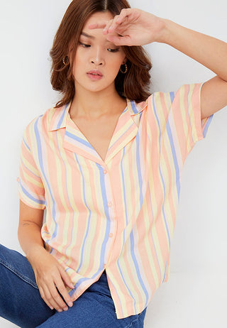 Printed Blouse with Notch Collar