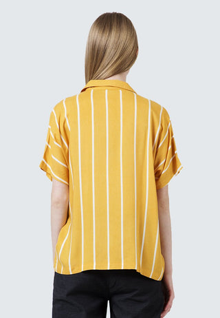 Yellow Printed Notch Collar Shirt