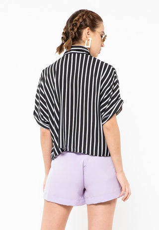 Loose Short Sleeve Stripes Shirt