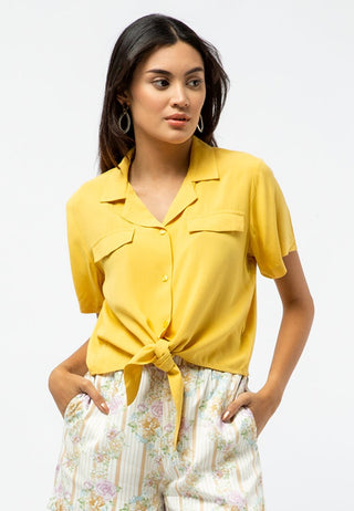 Short Sleeve Blouse with Front Tie