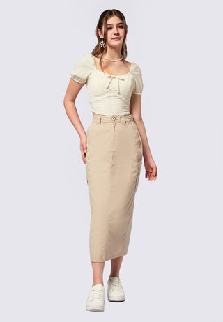 Puff Sleeve Fitted Crop Top