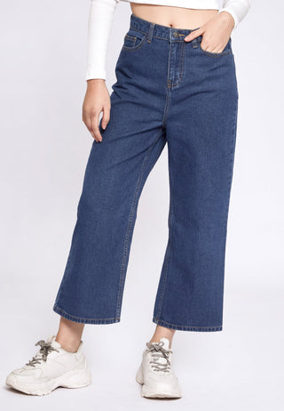 Wide Leg Denim Culotte Pants