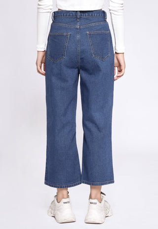 Wide Leg Denim Culotte Pants