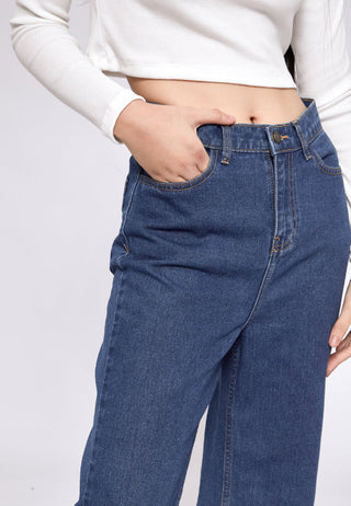 Wide Leg Denim Culotte Pants