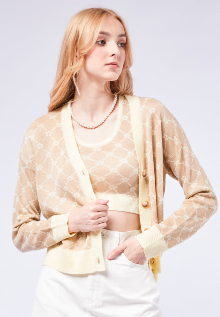 Floral Printed Long Sleeve Cardigan - Main Image