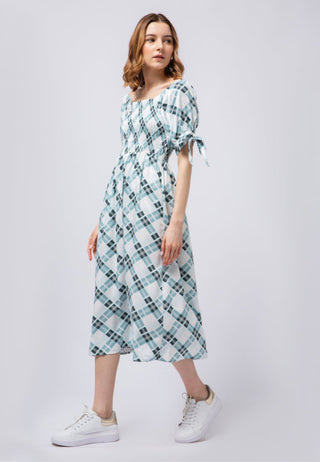 Printed Smocked Midi Dress