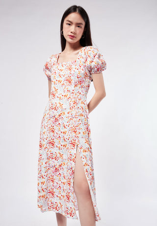 Printed Midi Dress with Front Slit