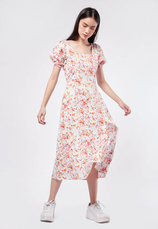 Printed Midi Dress with Front Slit