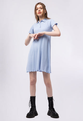 A-line Mini Dress with Polo Collar