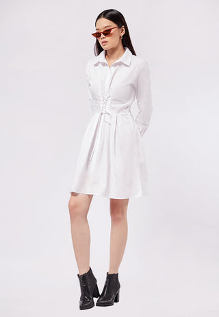 Mini Shirt Dress with Tied-up Details