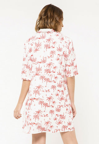 Printed Palm Tree Loose Shirt dress