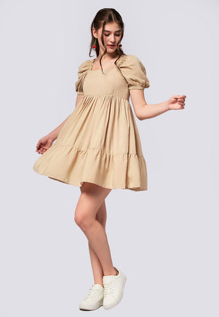 Puff Sleeve Tier Mini Dress