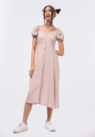 Puff Sleeves Midi Dress